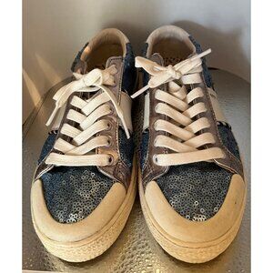 Womens Sneakers Master of Arts 6 blue sequin sparkle
